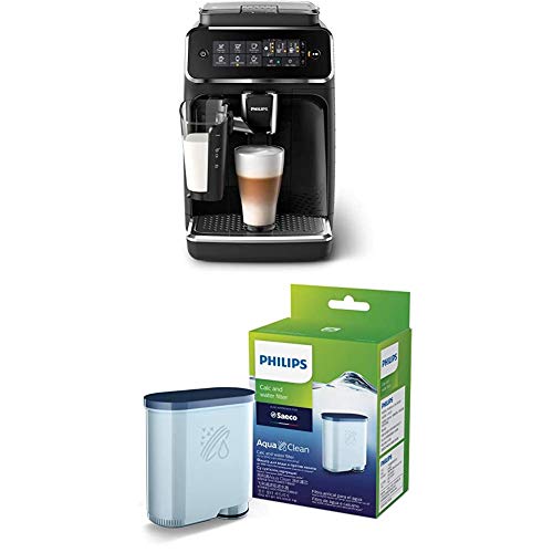 Philips 3200 Series Fully Automatic Espresso Machine with LatteGo, Black, EP3241/54 with Philips Saeco AquaClean Filter Single Unit, CA6903/10